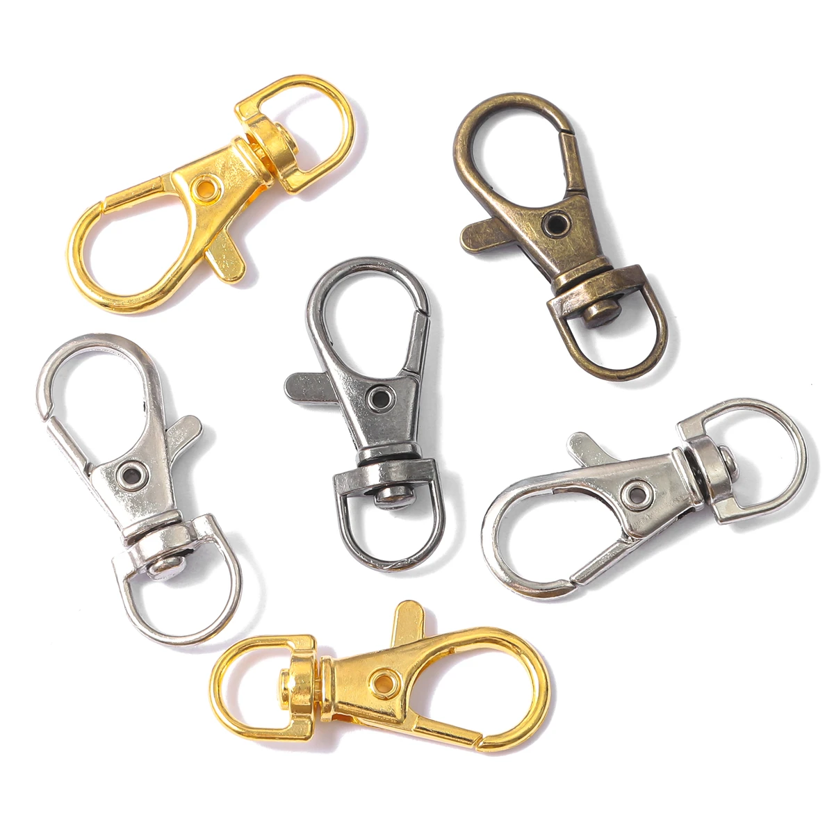 20/50pcs/lot Split Key Ring Swivel Lobster Clasp Connector For Bag Belt Dog Chains DIY Jewelry Making Findings