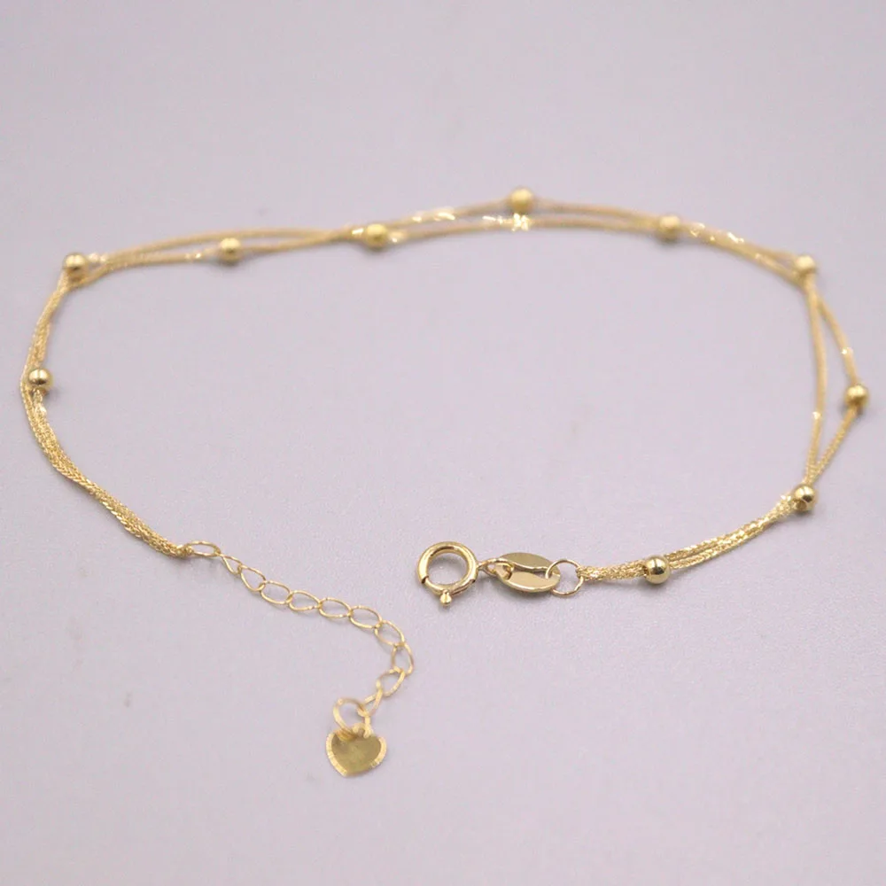 

Pure Au750 18K Yellow Gold Smooth Beads Wheat Chain Bracelet 0.9-1g 18.5cm