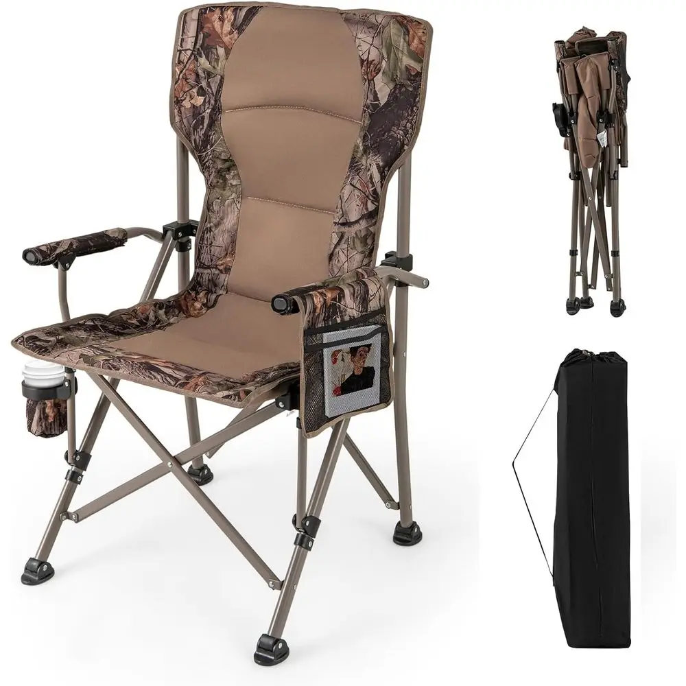 

Portable Padded Beach Chair with Cup Holder, Ideal for Outdoors, Travel, and Picnics