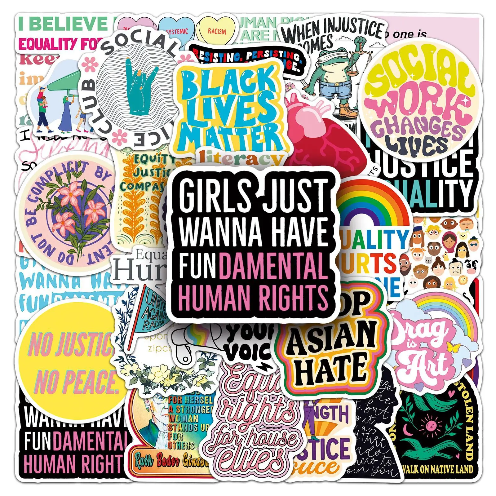 

10/50PCS Social Justice Personalized Slogan Stickers English Sentences Decorative Water Cup Waterproof Stickers Kids Toy