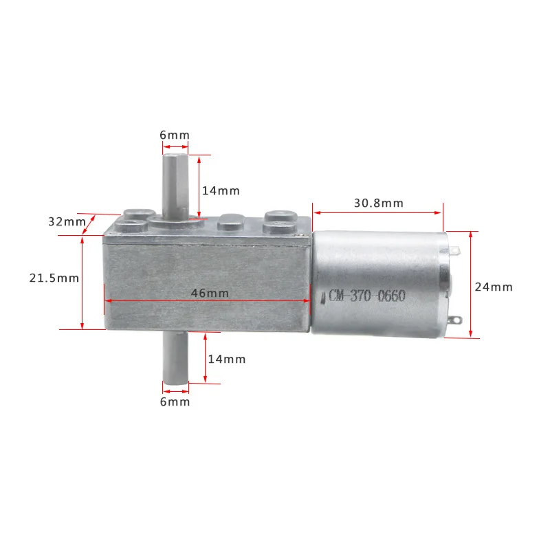 SALE  JGY370 Volt DC Worm Geared Double Shaft Motor Dual Output Shaft Reducer Motors 24V DC Reversed Reduction Self-lock Motor