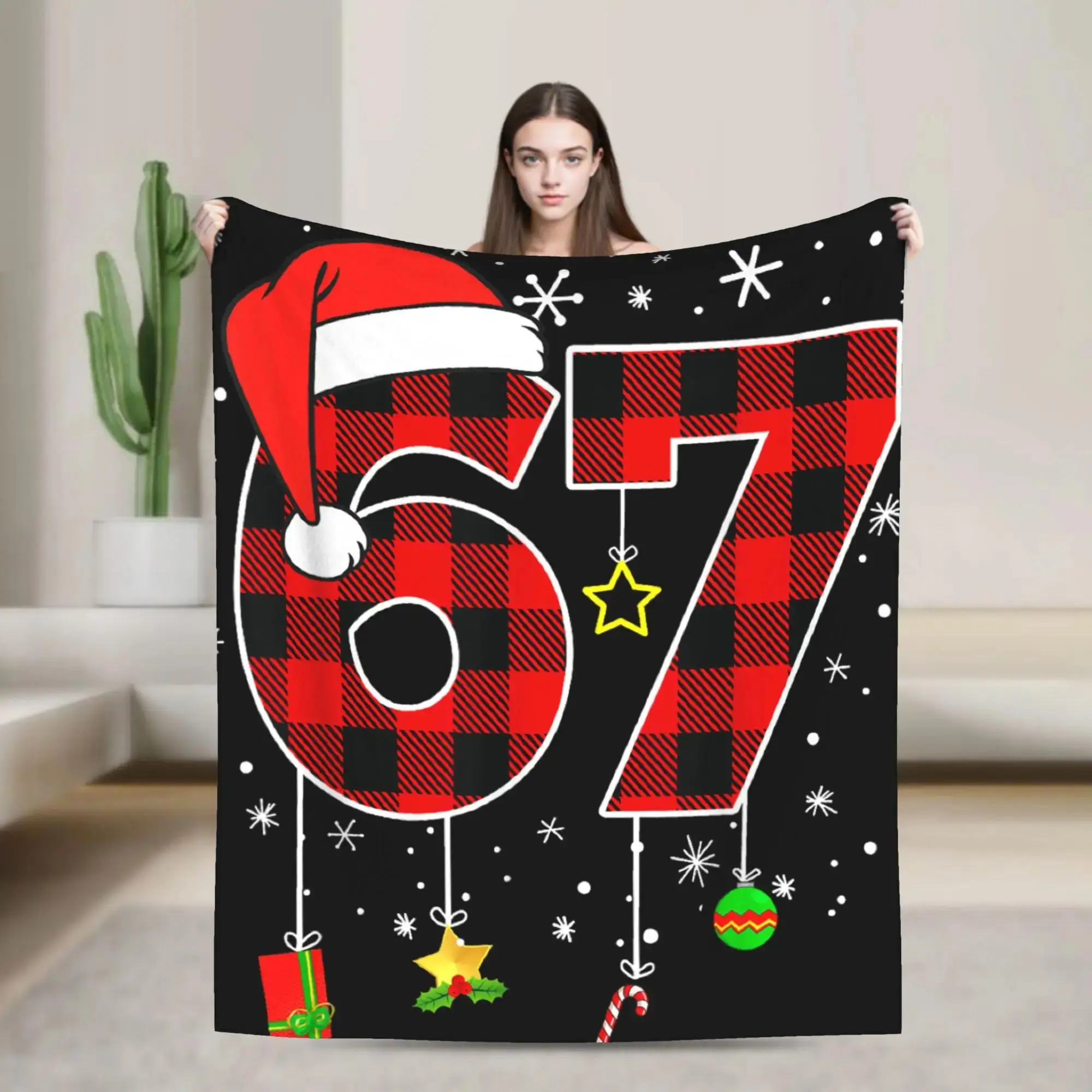 

Плед Six Seven в красную клетку для Рождества, очень теплый, для кровати, дивана, кресла, для детей и взрослых, забавное покрывало на зиму