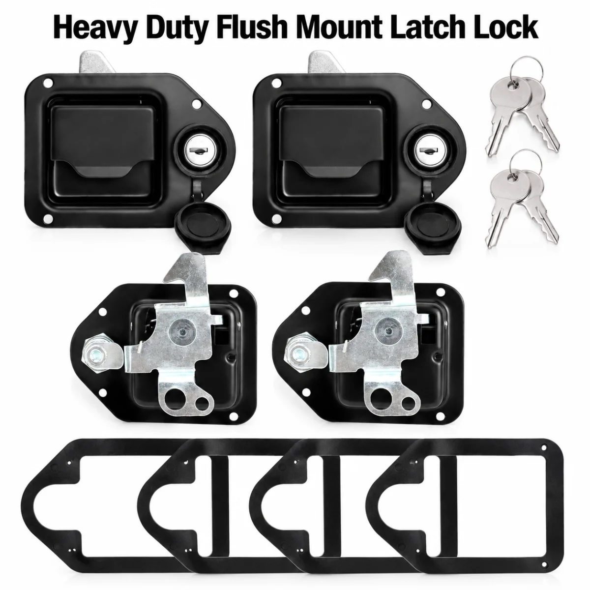 Black stainless steel trailer toolbox lock, suitable for RV and truck trailers