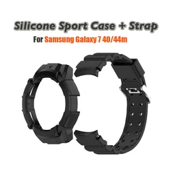 Silicone Case + Strap For Samsung Galaxy Watch 7 fit Watch7 40mm 44mm Armor Protective Case Watchband Band Case 2 in 1