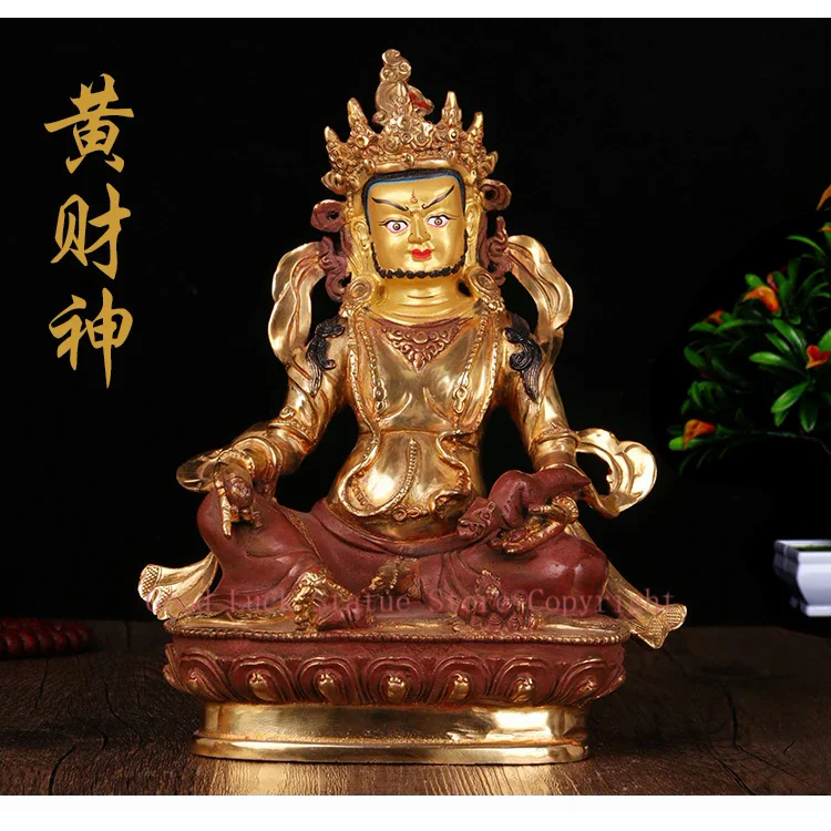 8 inch # GOOD Buddha Buddhist Buddhism family Safety wealth efficacious Yellow Jambhala God of money buddha statue-free shipping