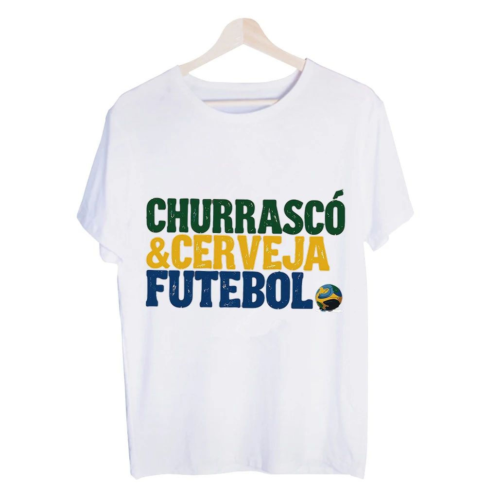 Men's Soccer Ball and Portuguese Text Graphic Tee, Short Sleeve Crew Neck T-Shirt for Casual Summer Outfits