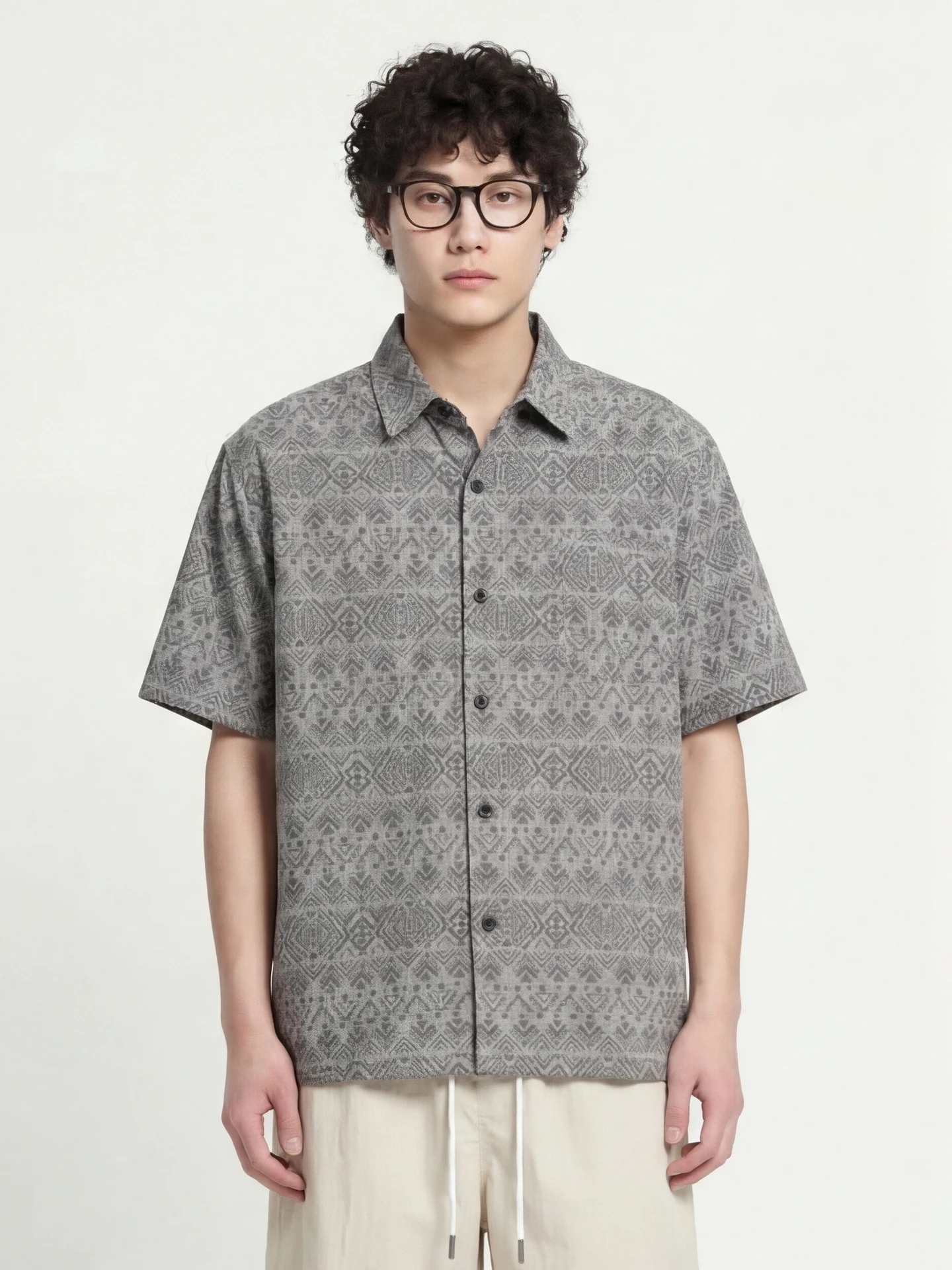 

Loose Fit Casual irt from ey ort Sve Turn-down Collar ex Design Summer Breathable Polyester Fiber irt