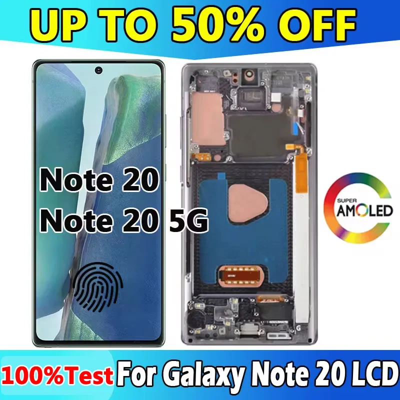 AMOLED for Galaxy Note 20 LCD Screen Display Fingerprint For Galaxy Note20 5G LCD N980F N980 Touch Screen Digitizer Repair Parts