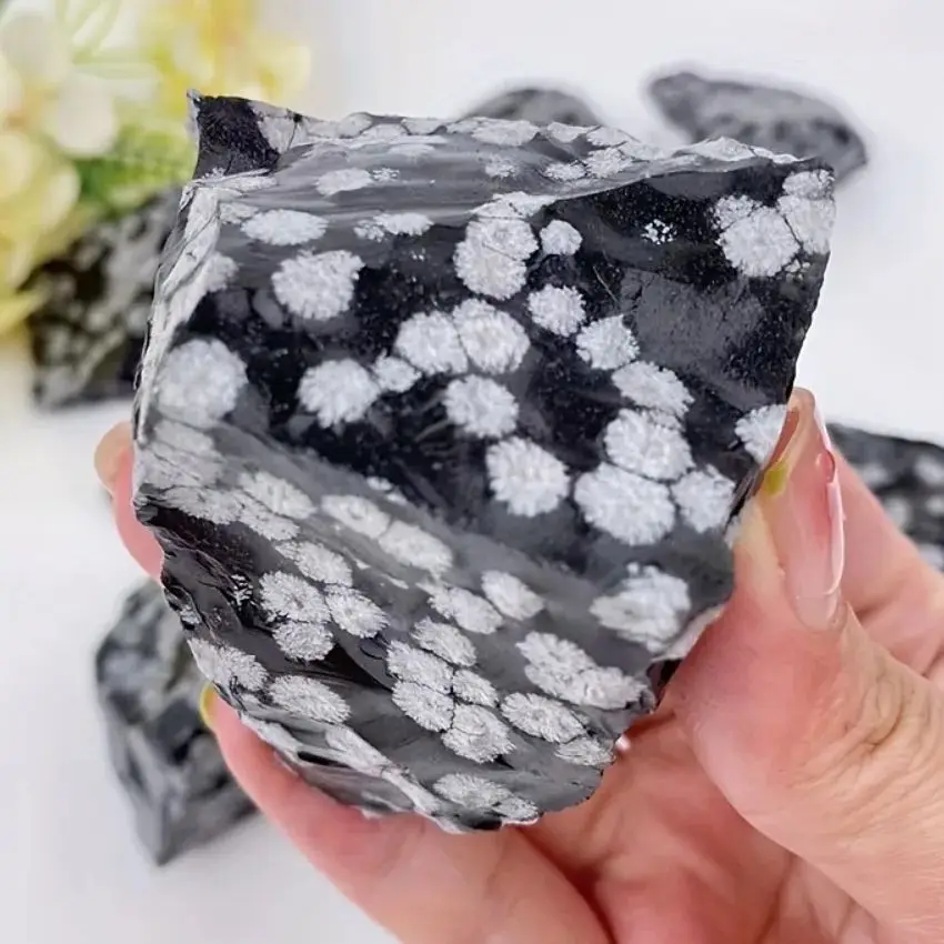Natural Obsidian Snowflake Obsidian Energy Stone Quartz Raw Stone Mineral Specimens Spiritual Aquarium Garden Healing Crystals