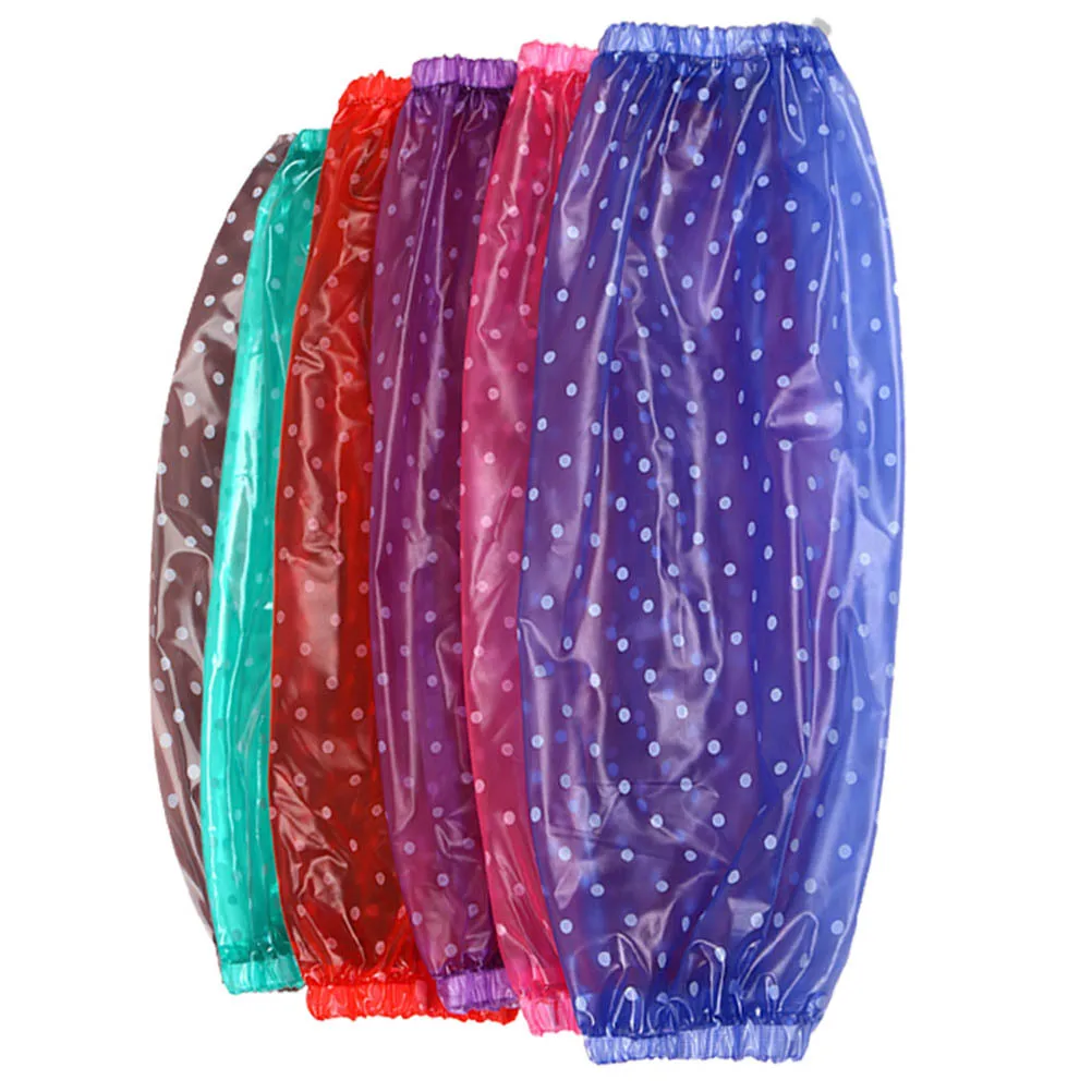 5 個防水スリーブプロテクターキッチン調理クリーニングドットパターン Pvc アームスリーブ軽量弾性女性男性労働用