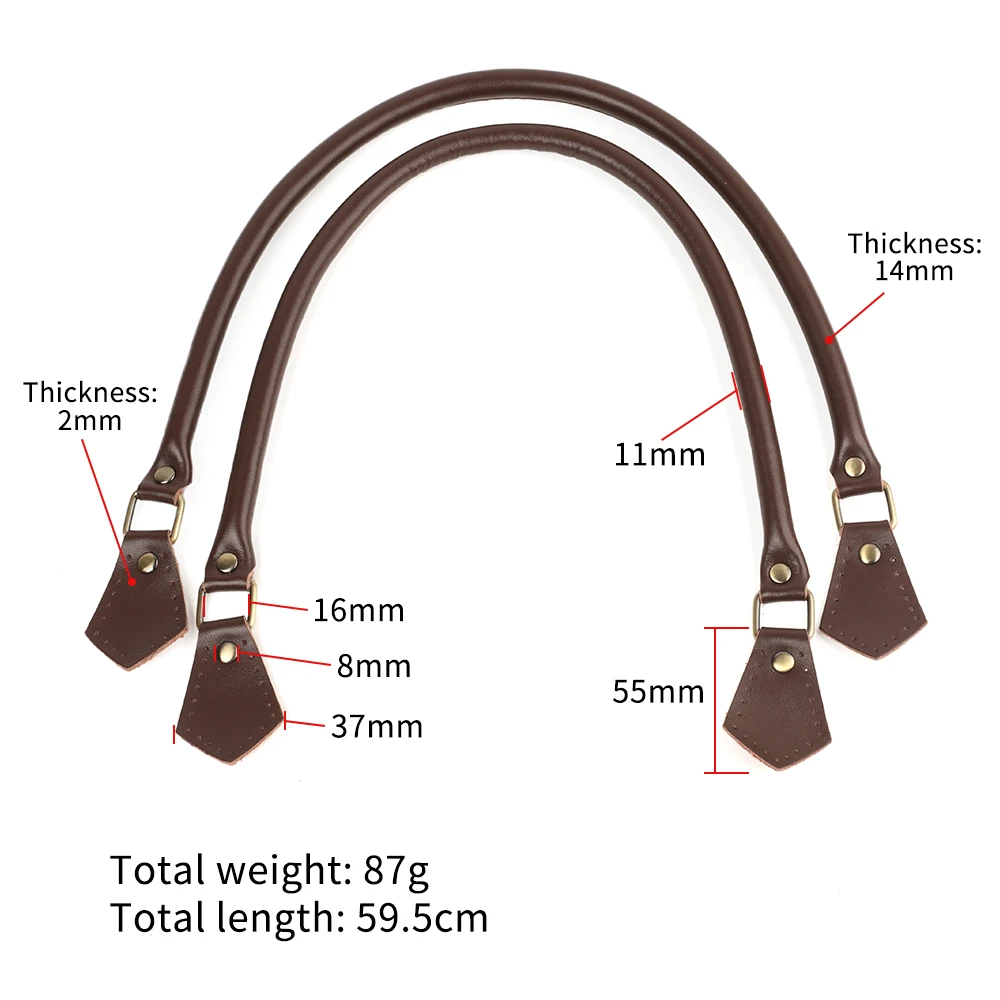 2pcs 60cm Leather Purses Straps Handles Shoulder Bag Replacement for Women Underarm Bags Wallet Handbag DIY Handmade Accessories