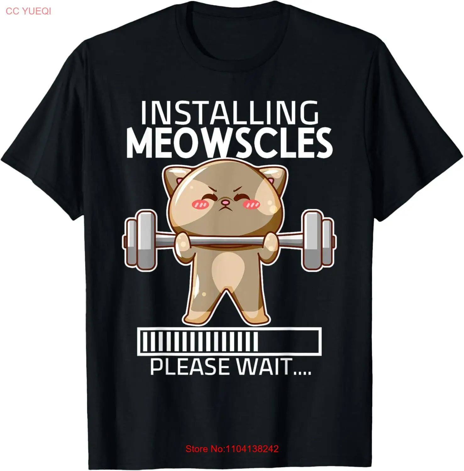 Installing Meowscles Fitness Cute Cat Gym Funny Please Wait T-Shirt Hoodie