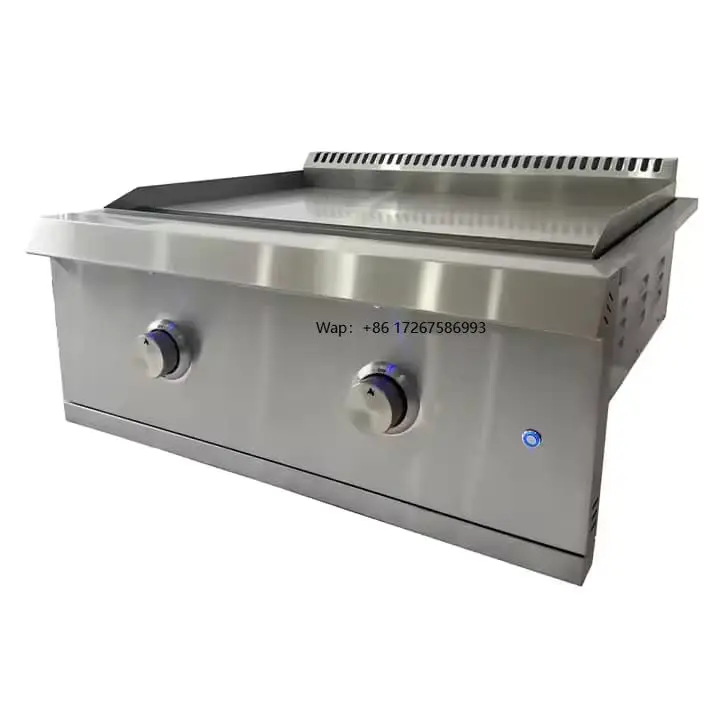 Commercial Stainless Steel Gas Griddle Gas Fryer Tabletop Power Teppanyaki BBQ Gas Griddle Station
