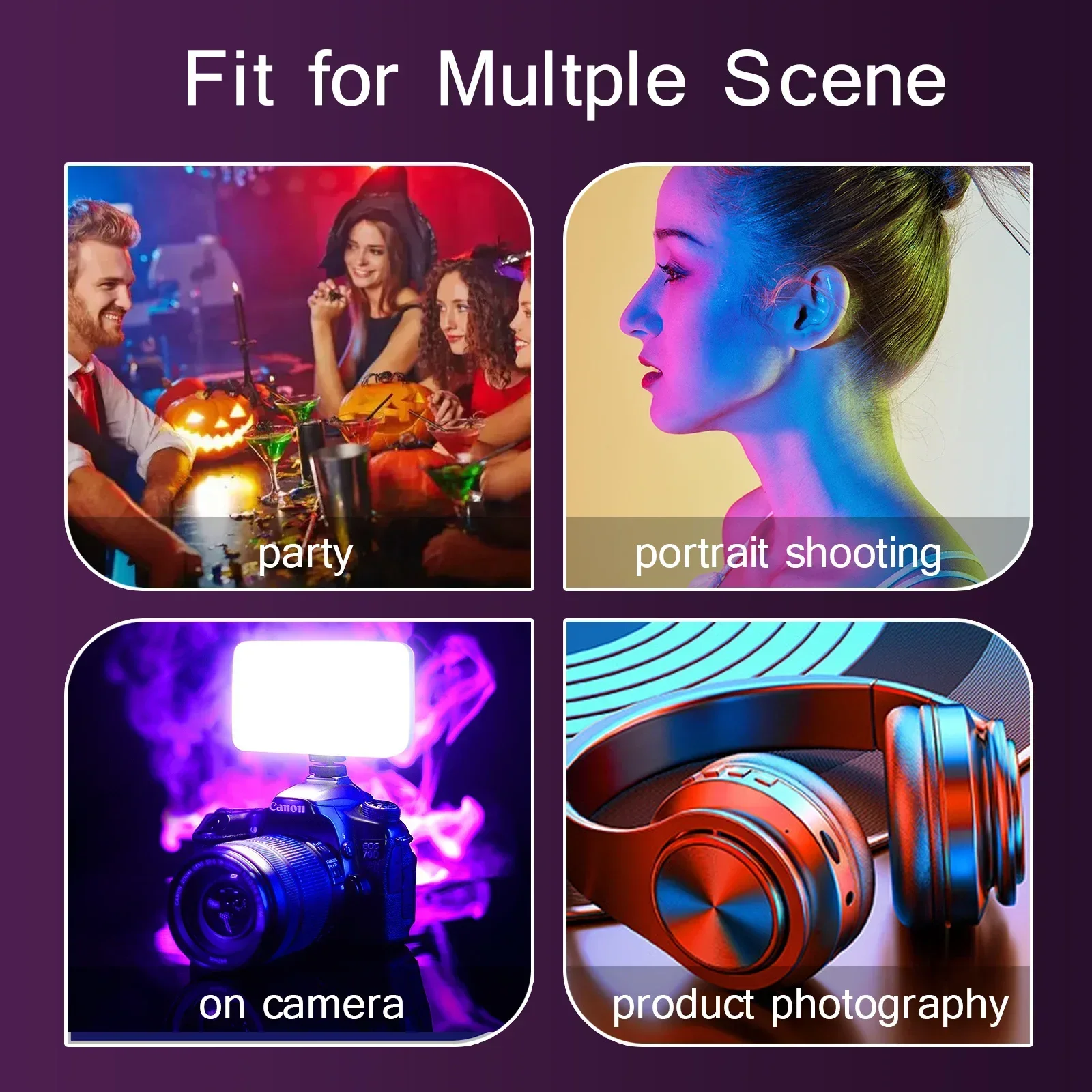 Full Color Output Video Lamp Kit Dimmable 2500K-8500K Bi-Color Panel Light CRI 95+ RGB LED Camera Light