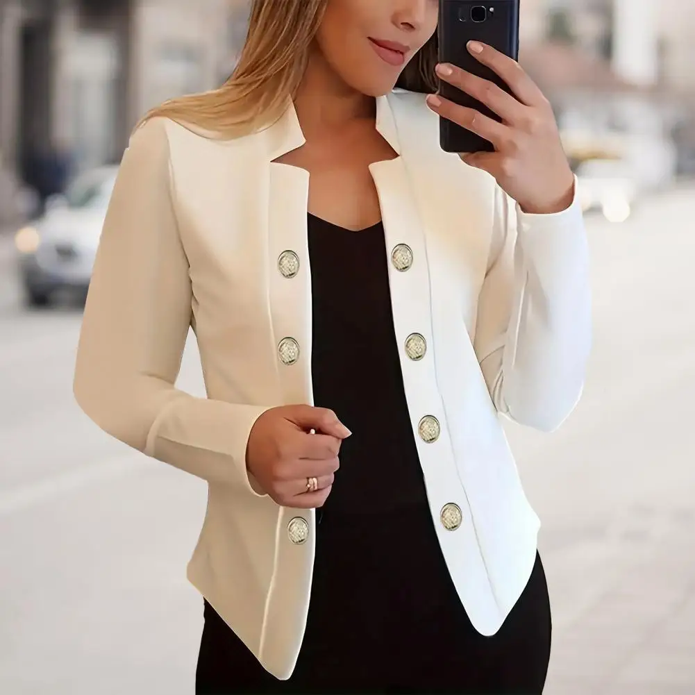 Cappotto da donna cappotto Cardigan a maniche lunghe con colletto a tacca spesso caldo da donna per ufficio Ol pendolari stile Business donna tinta unita