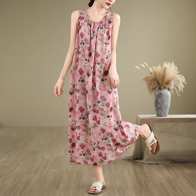 Verano estampado Floral Svel Dr mujer suelta Vaion Casual falda larga A-Line silueta Tea Break Faion talla grande