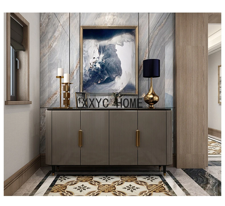 Simple Post-Modern Sideboard Cabinet Light Luxury Entrance Cabinet Stainless Steel Decorative Locker Equipment Sideboard