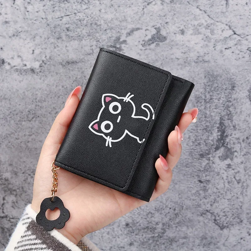 New Cute Cat Print Women\'s Wallet Short Wallet Leather Small Purse Fashion Ladies Female Girls Money Bag Card Holder Wallets