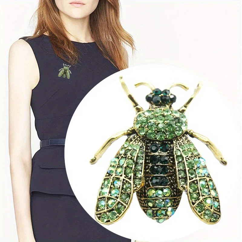 Classic Women Men Vintage Crystal Bee Insect Brooch Vivid Exquisite Badges Pin For Lady