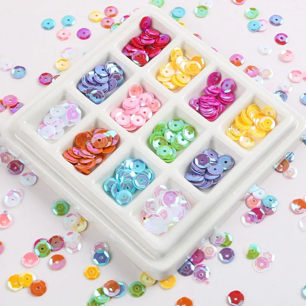 10g 6mm Flat Round PVC Austria Sequins Iridescent Transparent Craft Paillettes for DIY Sewing Garment Lentejuelas Para Coser