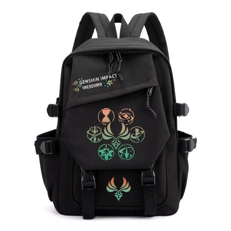 Noir bleu blanc vert, Genshin Impact, sacs d'école pour enfants et adolescents, sacs à dos Anime Mochilas de grande capacité pour filles et garçons