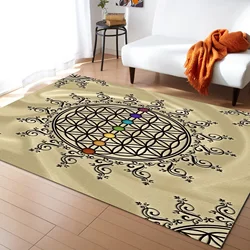 Flower of Life Yoga Zen Carpet for Home Living Room Bedroom Bedside Decor Large Anti-slip Area Rug Kids Room Baby Crawling Mat