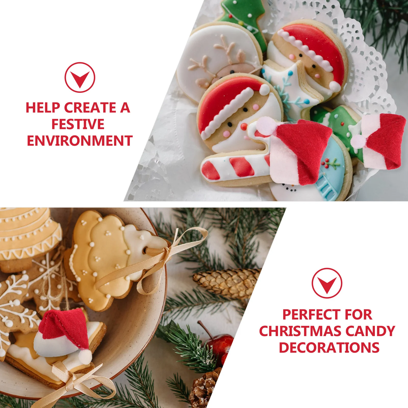 

24Pcs Adorable Lollipop Hat Mini Christmas Hats for Candies Xmas Decoration Supplies Lollipop Hat Candy Santa Claus Caps