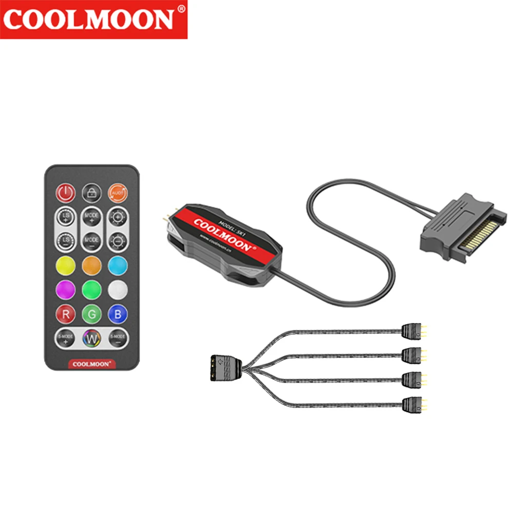 ARGB Controller Cable 5V 3pin To SATA RGB Remote Controller 1 To 4 Sync Motherboard Cable Extension Line for PC Fan Light Strip