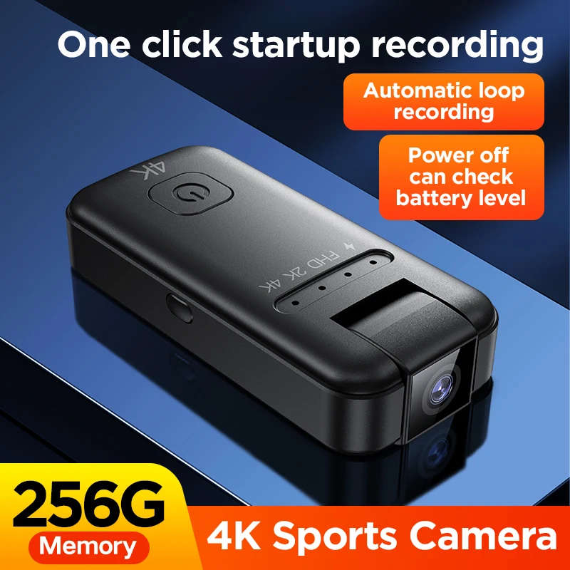 

Compact 4K Body Worn Camera with 180° Rotating Lens HD Mini Cam for Outdoor Sports Travel Up to 256GB Hidden TF Card Expansion