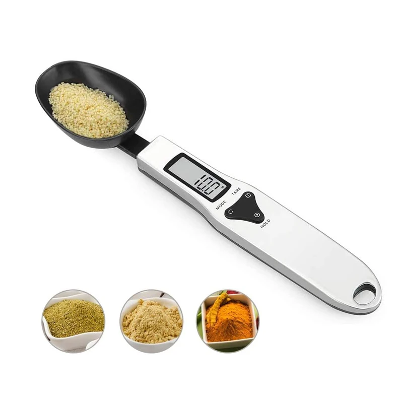 

Портативный кухонный инструмент, измерение веса муки, пищевые весы, цифровая мерная ложка, АБС-пластик, нержавеющая сталь, ЖК-дисплей, электронные весы