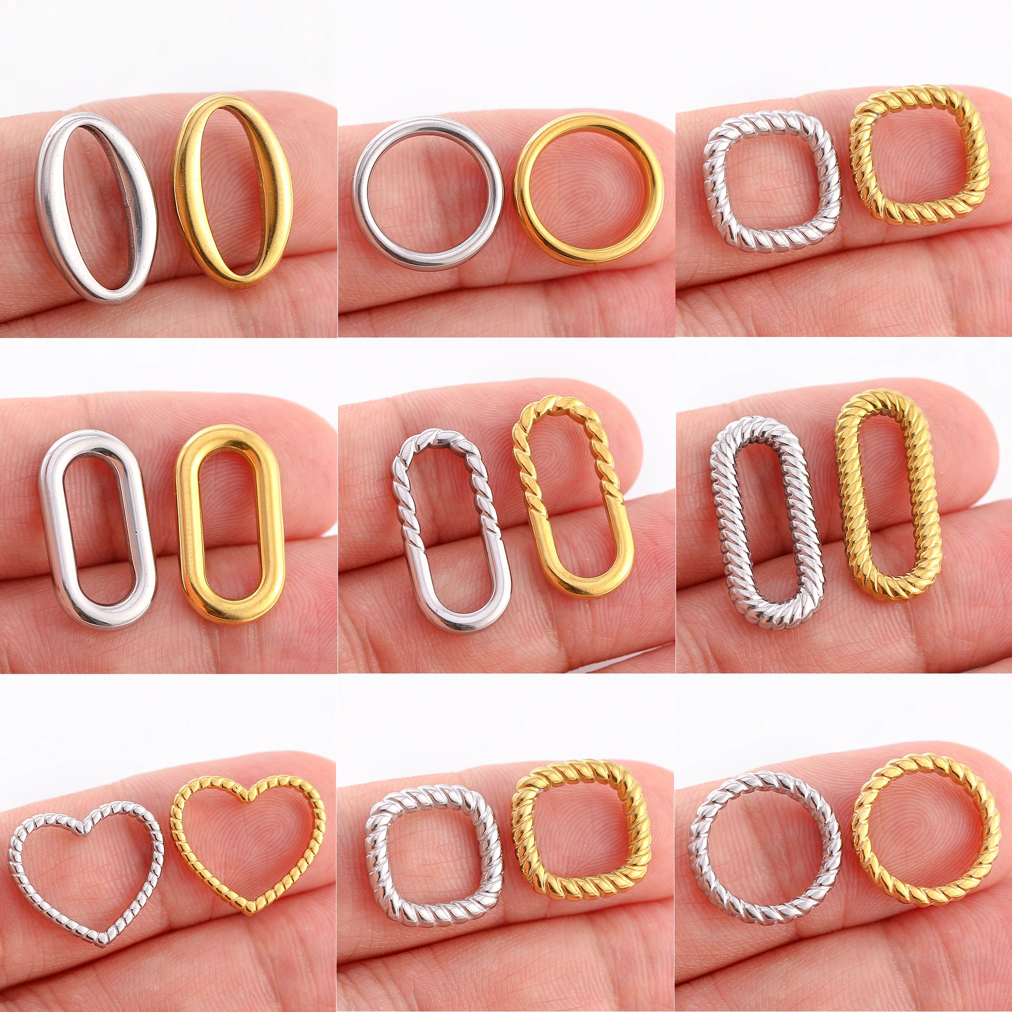 3Pcs/Lot Twist Oval/Round/Hearts Charms Stainless Steel Geometric Connectors Pendants Diy Earrings Necklace Making Accessories