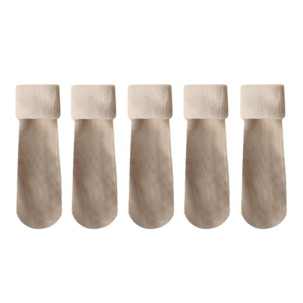 5 Pairs New Velvet Winter Socks Highly Elastic Soft Snow Boots Socks Thickened Odor Resistant Ankle Socks for Women Girls