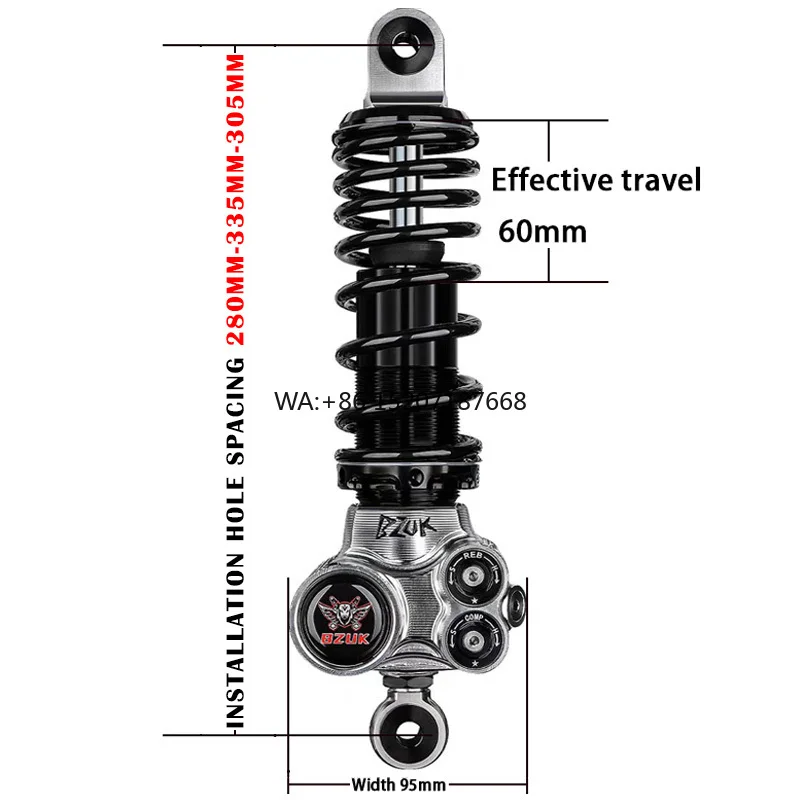 

BZUKP10 Rear Shock Absorber Installation Hole Spacing Is 280,305,335mm, Suitable for General Motorcycles