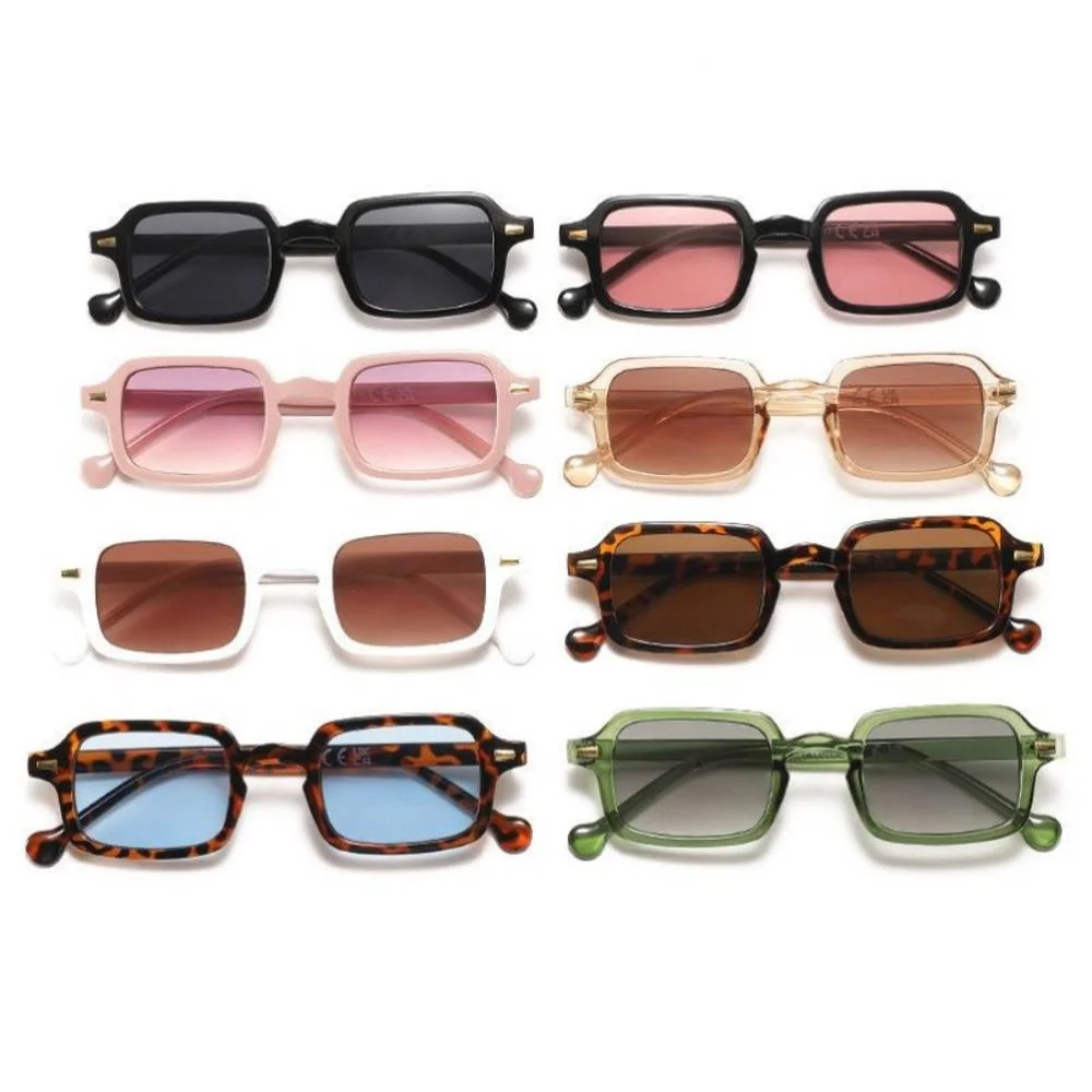 Sun Glasses Casual Men UV400 Protection Rivets Decoration Vintage Women Rectangle Luxurious image 3