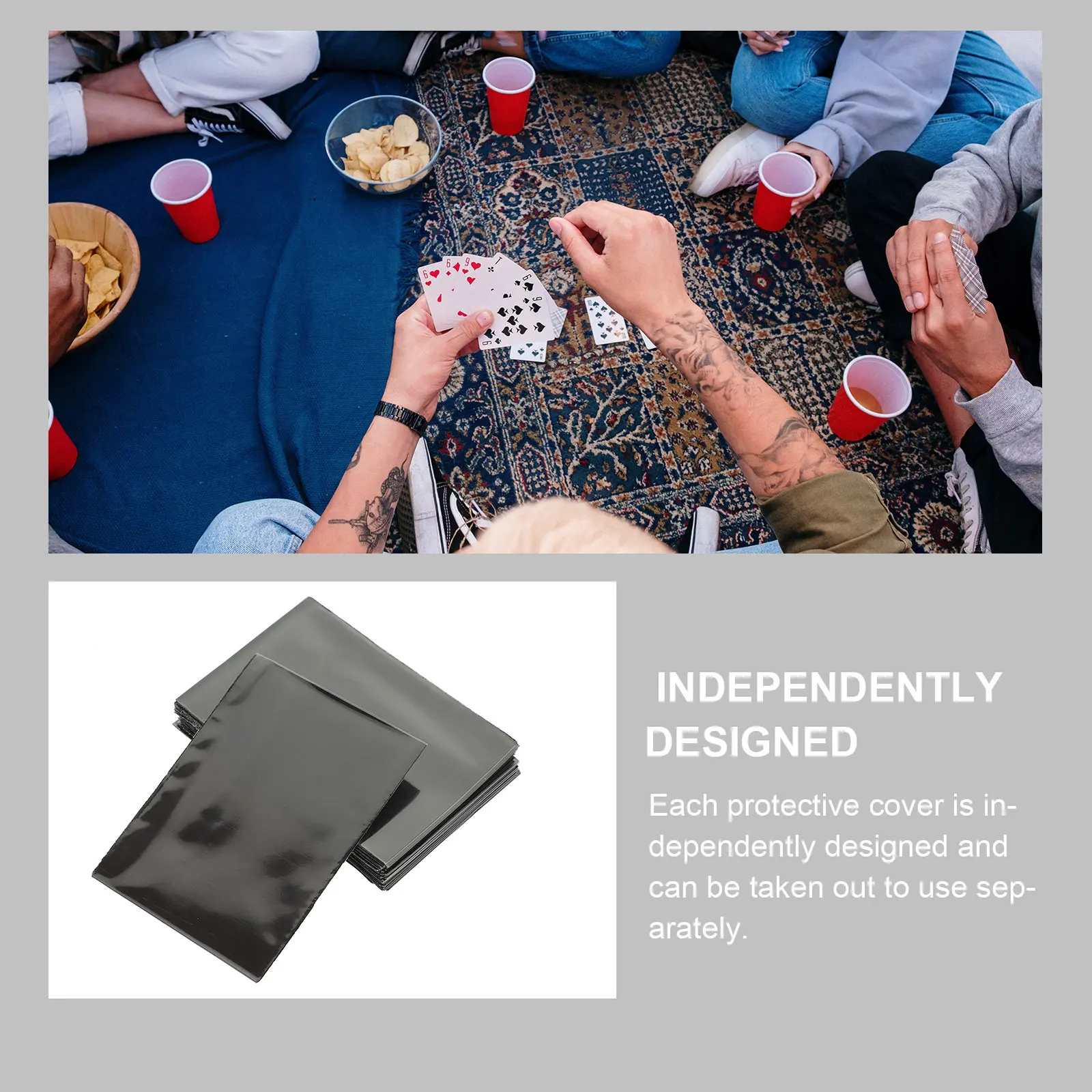 

50Pcs Card Protector Sleeves Album Deck Covers Anti-Scratch Easy Use for Game Trading Cards Business Photo Cards Portable