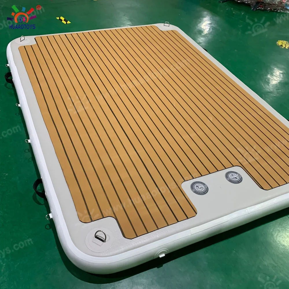 Stock Inflatable Floating Dock Platform Raft With Ladder Custom Floating Water Mat, Inflatable Floating Docks for Lakes Beach