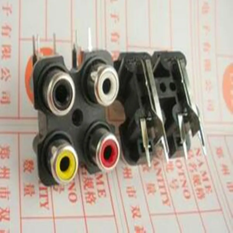 3pcs 4 clubfoot AV Block / lotus seat / RCA jack / audio   socket 4-hole Amplifier /Electronic Component