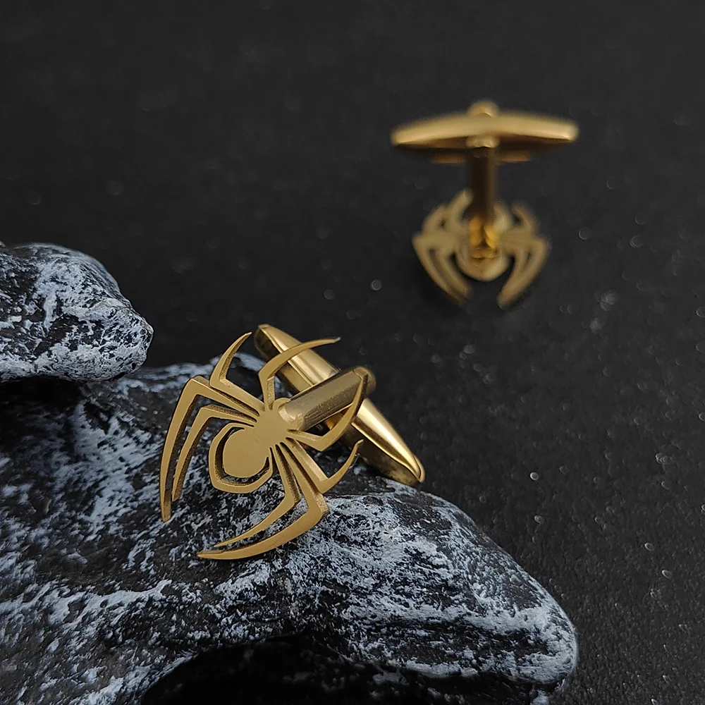 Wholesale Fashion Cufflinks Beautiful Stainless Steel Spider Pattern Clothing Jewels As Gifts for Fathers and Boyfriends