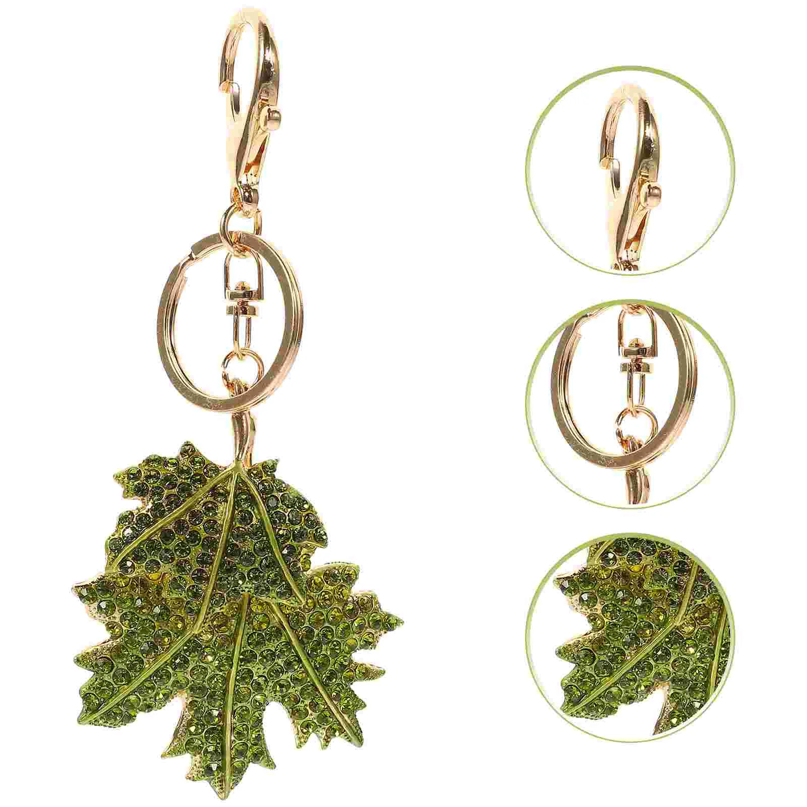 Key Chain Charm Decor Maple Keychain Hanging Crystal Decorative Metal Ring Creative Leaf Bag