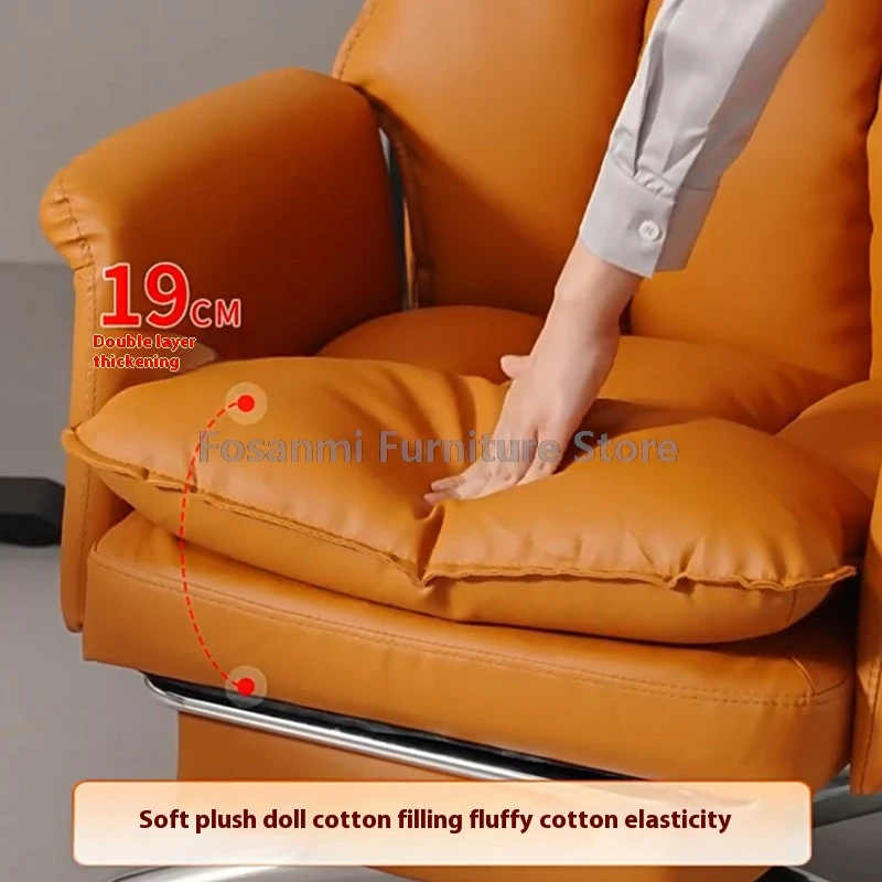 편안한 하이백 가죽 임원용 사무실 의자, 발받침대가 있는 부드럽고 조절 가능한 리클라이닝 의자, 인체공학적 홈 게임용 회전 의자