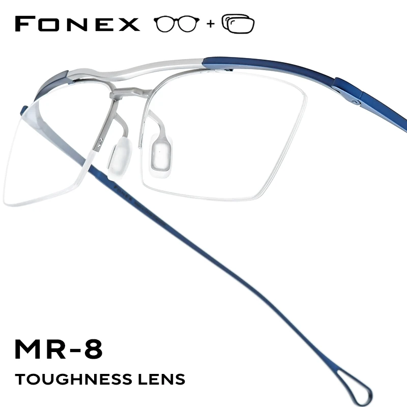 

FONEX Progressive Prescription Glasses Custom Photochromic Myopia Optical Lens Eyewear Men Square Eyeglasses Titanium Frame 5919