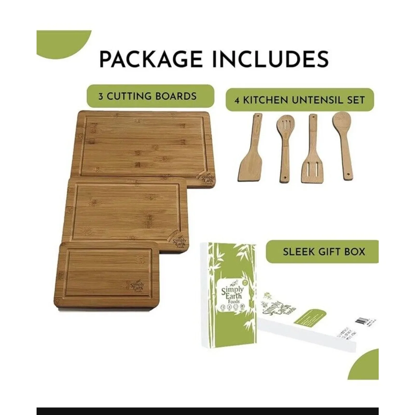 US Bamboo cutting board 3 piece set, wood cutting board serving meat, vegetables, cheese