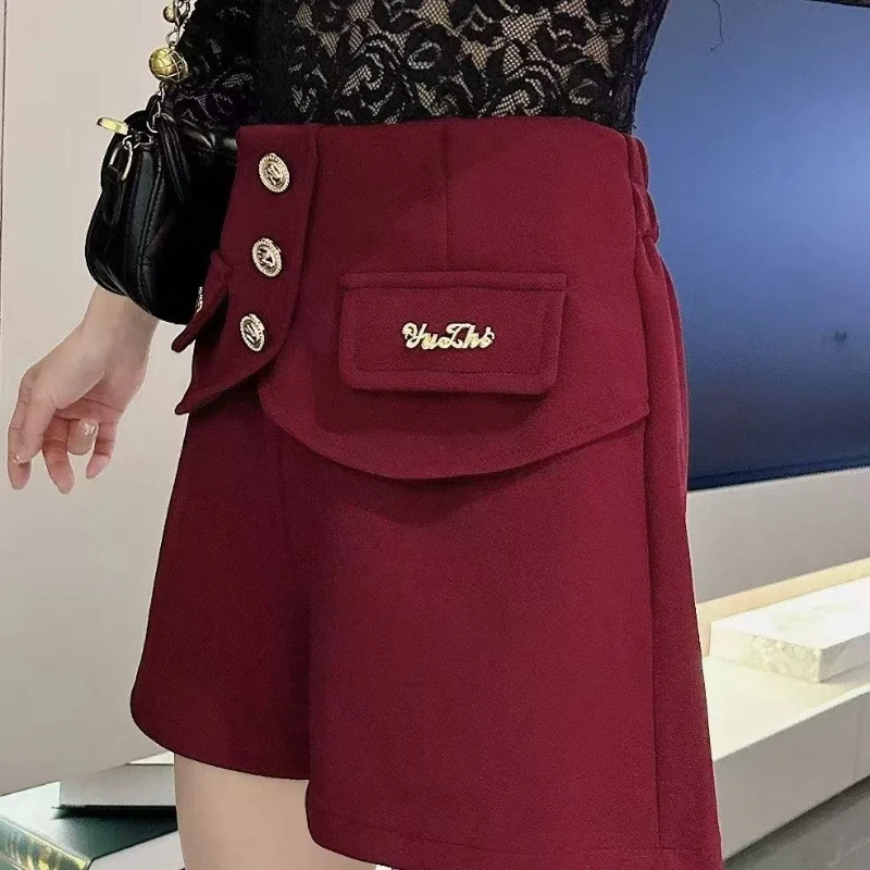 

Костюм, шорты, брюки для женщин, осень-зима, новые универсальные брюки с высоким животом, закрывающие живот, корейский стиль, темпераментный дизайн, тренд