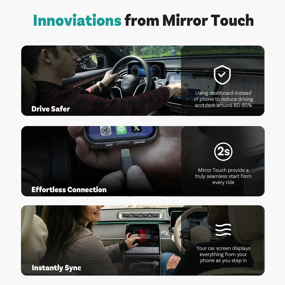 Ottocast Mirror Touch Wireless CarPlay Adapter Near Zero-Latency