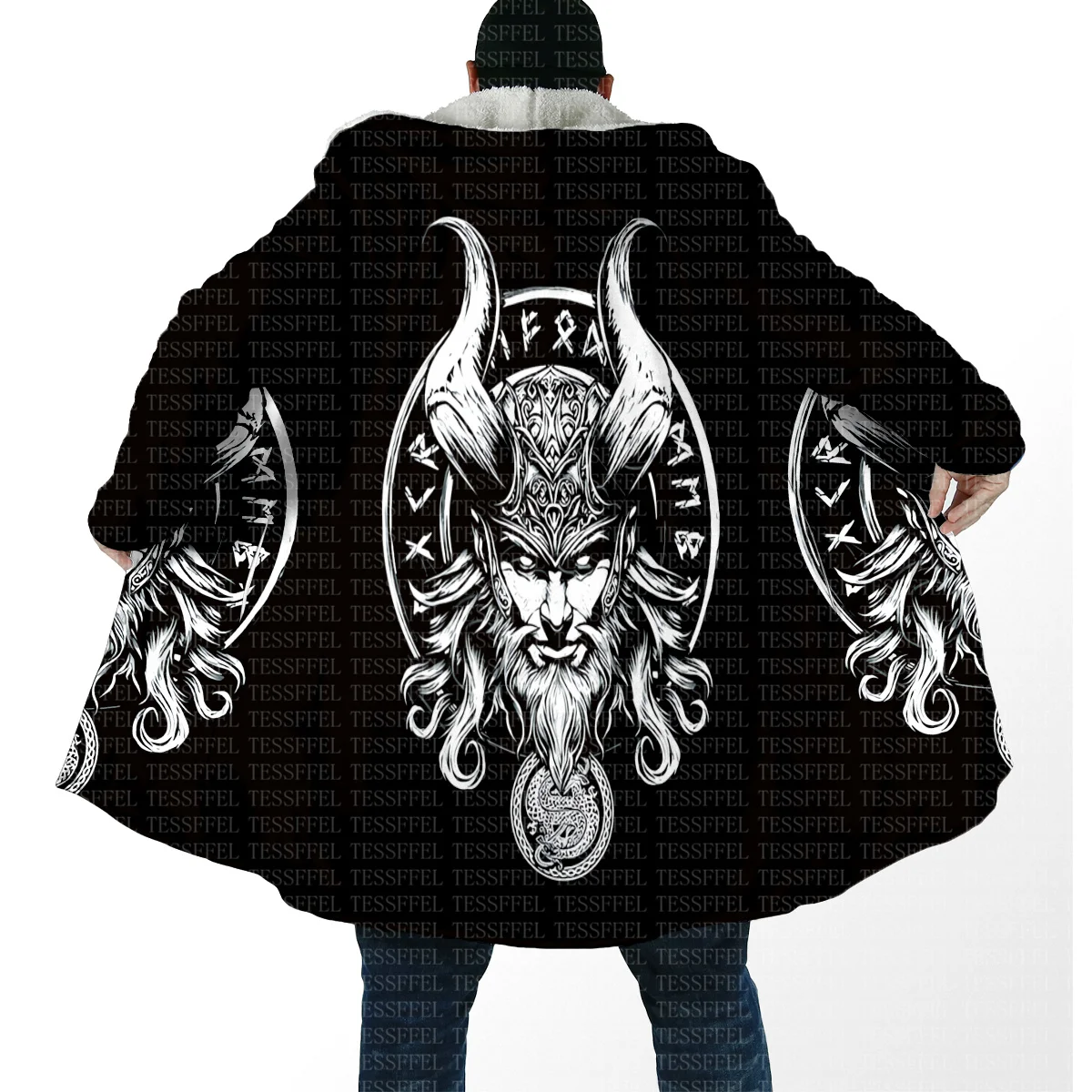 

Cosplay Fenrir Norse Mythology Odin God Wolf Tattoo Retro Vintage Harajuku 3D Print Winter Overcoat Cloak Hoody Causal Cape X6