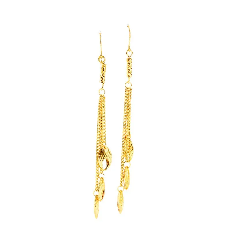 Noble AU999 gold water drop tassel earrings real gold goddess banquet earrings 24K pure gold fashion earrings earrings