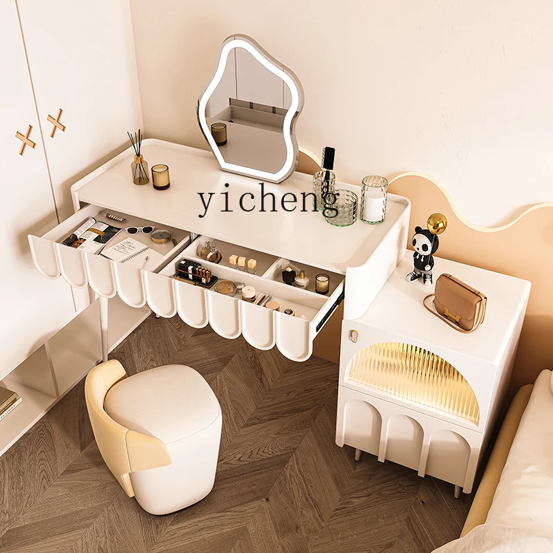 

TQH dresser modern simple master bedroom French cream small apartment makeup table storage cabinet integrated