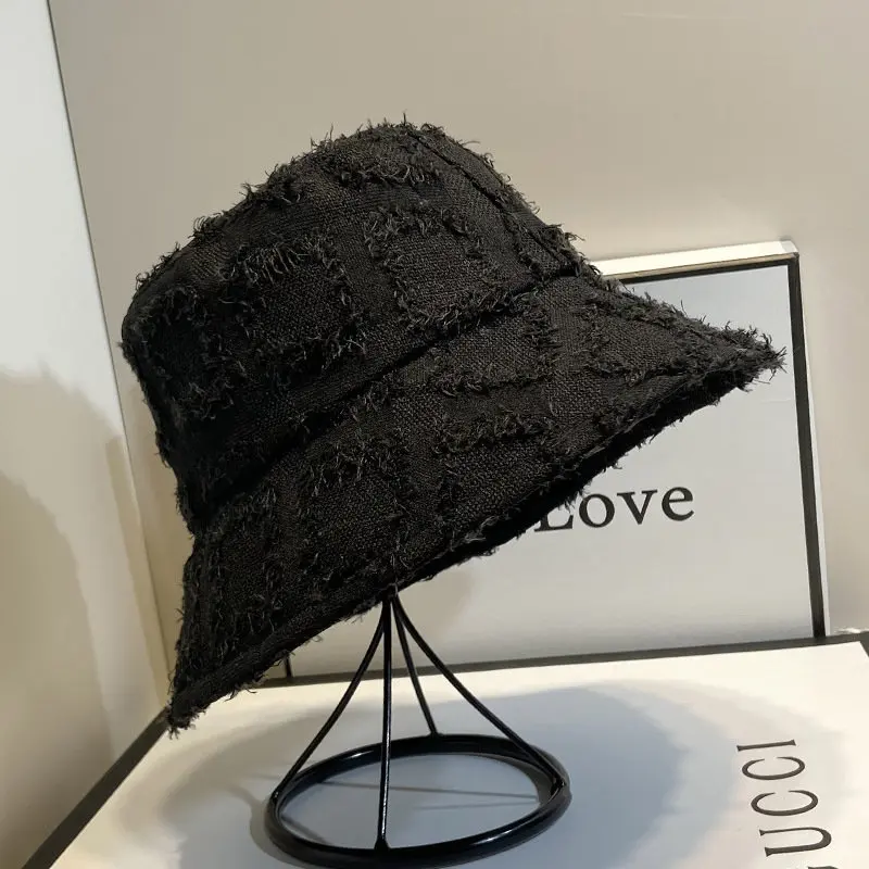 Fashion Irregular Plush Holes Bucket Hat For Woman Man Black Summer Sun Caps Fishing Hat Basin Cap Young Girl Charm Kpop