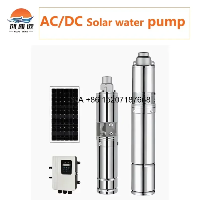 Wmwmnu Stainless Steel Solar Deep Well Submersible Water Pump with Built-in MPPT Controller Anti-Corrosion Energy Saving