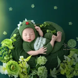❤️Newborn Photography Clothing Green Snake Hat+Jumpsuit+Tail+Doll 4Pcs/Set Studio Baby Photo Props Accessories Clothes Outfits